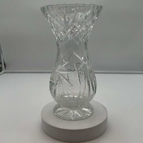 Vintage Wara Lead Crystal Hand Cut Clear Vase West Germany Star of David - Picture 3 of 16